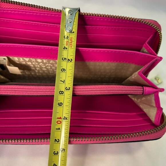 Kate Spade Bright Pink Long Zippy Zip Around Organization Leather Wallet Large - Picture 13 of 15
